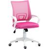 HOMCOM Sedia da ufficio in rete Sedia da scrivania girevole con funzione di inclinazione ad altezza regolabile Supporto lombare e braccioli Sedia da studio Carico 120 kg Rosa