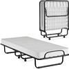 GIANTEX Letto Singolo Pieghevole, Portata di 120 kg, Letto Pieghevole con Materasso e 4 Ruote, 4 Gambe in Mettallo, Fibbia Fissata, 80 x 190 cm, Materasso di 10 cm, Ideale per Viaggio e di Riserva