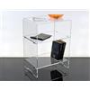 Slato Efesto - Tavolino o mobiletto a tre ripiani da soggiorno, salotto, mobiletto lato Divano. in cristallo acrilico trasparente, design moderno Made in Italy cm. L.45 x P.33 x H61