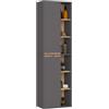 AKORD Mobile a Colonna per Bagno VAMI 50 cm 2 Ante 10 Ripiani - Mobile Alto e Stretto Salvaspazio - Armadio Bagno Resistente all'Umidità - Mobili - 50x170x30 cm - Grigio Grafite & Rovere Artisan