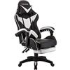 xRace - Poltrona da gaming per videogiochi, girevole, alta in pelle con supporto lombare, poggiatesta e poggiapiedi, regolabile, inclinabile, stile corse racing (bianco)