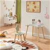 [en.casa] Set di 2 Mobili per Bambini Scrivania e Sedia con Schienale a Forma di Stella per Cameretta Area Gioco Tavolino a Mezzaluna a Misura di Bimbi - Verde Menta/Naturale