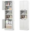 GIANTEX Credenza da Cucina Alto 190 cm, Mobile da Cucina con 4 Ante, 2 Scomparti Aperti, Madia Soggiorno Moderna, 3 Colori, 30x56x190 cm