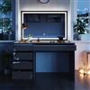 Vicco Tavolo da toeletta Sherry, Antracite, 120 cm con specchio a LED, con illuminazione LED e grande specchio rettangolare