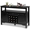 KOMFOTTEU Mobiletto Multioso a Buffet, Credenza Cucina con 2 Ante, 1 Cassetto, 12 Cubetti di Vino, 2 Ripiani, Armadietto da Soggiorno, Credenza Cucina Salvaspazio in Legno, 116 × 40 × 82 cm, Nero