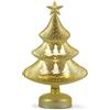 COSE DA CASA Albero di Natale in Vetro Soffiato h32 Elegante Decorazione con Luci Calde in Rosso/Oro, Verde/Oro e Oro, Ideale per Regali Decorazione addobbo casa (Oro)