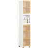 SoBuy Mobile Colonna Bagno Salvaspazio Alto e Stretto con Ante in Bambù