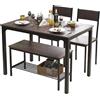 SogesPower Set Tavolo e Sedie da Pranzo, 4 Pezzi, con 1 Tavolo da Pranzo, 2 Sedie e 1 Panca, Set da Pranzo per 4 persone per Cucina, Sala da Pranzo Marrone