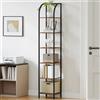 Hzuaneri Libreria Alta a 6 Ripiani, Scaffale Aperto, Struttura In Metallo, Stile Industriale, 30 x 30 x 178,6 cm, Adatta Per Studio, Soggiorno, Camera Da Letto, Cucina, Marrone Rustico BC56001B
