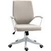 Vinsetto Sedia da Ufficio Ergonomica con Altezza Regolabile, Sedia Scrivania Imbottita Girevole 360° e Funzione Dondolo, in Tessuto effetto Lino Traspirante, per Studio, Beige