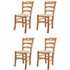 t m c s Tommychairs - Set 4 sedie modello Cuore per cucina bar e sala da pranzo, robusta struttura in Legno di faggio color miele e seduta rivestita in tessuto colore avorio