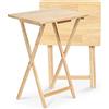 PJ Wood Vassoio rettangolare pieghevole per TV e snack, struttura in legno massiccio con finitura naturale, set da 2 pezzi
