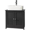 SoBuy Mobile Bagno Sottolavabo - Mobiletto Bagno Salvaspazio con Mensole Regolabili, Mobile Lavabo in MDF, Antimuffa con Porta a Lamelle, per lavabo a muro, Grigio Scuro, 60x58x35cm, FRG237-DG