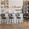 Ckaff Set di 4 Sgabelli da Bar Girevole 360°, Sgabelli Cucina Alti in PU Pelle, Sedie da Cucina con Schienale e Poggiapiedi, Seduta alta 66cm per Bar, Caffè, Penisola della Cucina, Nero