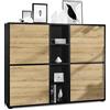 Vladon Credenza Cuba V3, nero opaco/rovere naturale - Credenza moderna con 12 scomparti (130,5 x 105,5 x 35,5 cm)