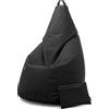 Avalon - Puff Poltrona Sacco Pera in Ecopelle Deluxe, Pouf Sacco di Qualità Sartoriale, Bean Bag per Sedersi Ergonomico, Pouf Sacco Impermeabile, OMAGGIO Pochette-Made in Italy(70x130cm-Nero)