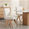 Ya-Home Set di 2 Sedie da Pranzo Sedie da Cucina Retrò in Tessuto Poltrona Cucina Sedie Imbottite con Gambe in Legno per Sala da Pranzo/Ristorante, Beige