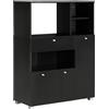 HOMCOM Credenza da Cucina per Microonde e Forno, Mobile Cucina con Armadietti, Mensole e Cassetto, Mobile Dispensa Moderna in Truciolato per Soggiorno, 90x40x120 cm, Nero