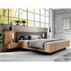 Vente-unique Letto con comodino - 160 x 200 cm - 2 cassetti con illuminazione a LED - Colori: effetto legno e antracite + base letto - FRANCOLI
