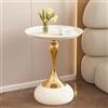 TWSOUL Tavolino rotondo, tavolino rotondo in metallo, comodino, da giardino, rotondo, per camera da letto, soggiorno, balcone, ufficio, piccolo spazio 40 x 55 cm (bianco crema)