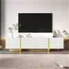 KAZZIO Mobile TV da 190 cm, 3 ante, 2 cassetti (bianco+oro+venature del legno)