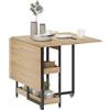 HOMCOM Tavolo da pranzo pieghevole, tavolo da cucina rettangolare pieghevole su rotelle per un massimo di 4 persone con scomparti aperti, per piccoli spazi, sala da pranzo, rovere