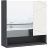 kleankin Armadietto Bagno con Specchio e 2 Ante, Specchio Bagno Contenitore con Mensole Regolabili in Legno, 55x17x55cm, Grigio