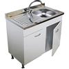 Arredobagnoecucine Mobile sottolavello bianco, 2 ante completo di lavello inox cm.100, vasca a dx