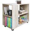BAKAJI Libreria Bassa Scaffale 5 Ripiani con Ruote in Legno Melaminico Tavolino Laterale Divano Design Moderno per Soggiorno Salotto Casa o Ufficio (Beige)