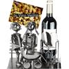 Brubaker Portabottiglie da Vino Coppia su Panchina con Bambino - 25 cm Portabottiglie in Metallo Coppia Amorevole con Passeggino con Biglietto d'Auguri - Regalo di Vino per Genitori