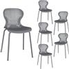 JIJIAN Set di 6 Sedie Sala da Pranzo Impilabili, Sedia da Cucina con Gambe in Metallo, Sedie da Giardino in Plastica, per Sala da Pranzo, Soggiorno, Giardino, Balcone e Terrazza, Grigio