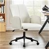 Ckaff Sedia da Ufficio Ergonomica, Poltrona Scrivania Imbottita in Pelle PU, Poltrona Direzionale Girevole con Seduta Imbottito, Regolabile in Altezza e Inclinabile per Ufficio Camera da Letto, Bianco