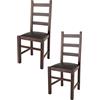t m c s Tommychairs - Set 2 sedie modello Rustica per cucina, bar e sala da pranzo, robusta struttura in legno di faggio color noce scuro e seduta color marrone