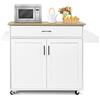 GYMAX Carrello Portata da Cucina, Armadietto a 2 Livelli, Ripiano Interno Regolabile, Credenze Mobili con Ruote, Ante Doppio, Cassetto, Portaposate, Portasciugamani, 116x40x85 cm, 5 Colori
