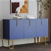 KOMHTOM Mobile portaoggetti blu con tre ante credenza con divisori regolabili armadio multiuso per soggiorno, camera da letto, sala da pranzo (blu)