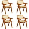 Totò Piccinni Sedia DALY in legno design retrò con braccioli, seduta e schienale in paglia di vienna rattan (4, Noce)