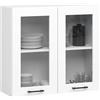 AKORD | Pensile da Cucina a Parete - Vetrina Sospesa in Vetro 80 cm, H720 | 2 Ripiani e 2 Anta Armadio da Cucina | Componibile Mobili da Cucine Armadi | Pannello laminato | Bianco
