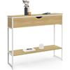 IDMarket - DETROIT Consolle a 1 cassetto con 1 ripiano, design industriale, legno e metallo bianco