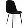 CLP Sedia da pranzo imbottita Maryam, sedia da cucina con schienale e telaio in metallo nero, portata fino a 150 kg Colore:nero;Materiale:Stoffa