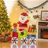 GYMAX Decorazione Natalizia Luminosa con 133 Luci LED, Decorazione Natale Esterno con Babbo Natale sul Treno, Struttura Metallica, 9 Fascette e 5 Picchetti, per Casa, Giardino e Veranda