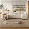 DACHETOU Divano a forma di U in Corduroy, beige, 140 x 320 cm, con 2 poggiapiedi con funzione di stoccaggio, tavolino da caffè, 2 portabevande