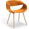 REDÒKASA Sedia in polipropilene DILETTA con gambe in faggio, resistente ai raggi UV, design moderno, ideale per sala da pranzo, cucina, sala d'attesa, bar, ristoranti (Arancione, 1)