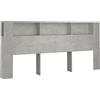 vidaXL Testiera con Scomparti Grigio Cemento 220x18,5x104,5 cm