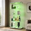 BLSYHDH Vetrina in vetro con LED,Armadio vetrina per collezione con 2 ante 4 ripiani trasparente, mobile vetrina vetro vetrine statuetta armadio soggiorno bar (4 piani 2 porte+LED, bianco)