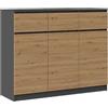 CDF Mobile Credenza con 3 Ante e 3 Cassetti Cassettiera Grande per Soggiorno e Ufficio Mobile Contenitore Design Moderno 120 x 40 x 97 cm - Antracite/Rovere Artisan