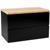 Deftrans Domodomo Mobile da Bagno Con Piano, 80 x 50 x 45,8 cm Nero - Mobile per Lavabo da Parete in Rovere