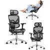 naspaluro Sedia Ufficio Ergonomica, Sedia da scrivania Braccioli 3D Poggiatesta Schienale Alto Rete, Supporto Lombare, Poggiapiedi, Sedia Girevole Computer per Casa Ufficio, Lavoro e Gaming-Nero