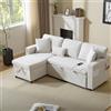SUKY Angolo divano letto ad angolo, divano letto a forma di L, allungabile, beige, cassettiera e ripiano integrato
