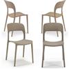 REDÒKASA Set 4 sedie in polipropilene KATE, impilabile, resistente ai raggi UV, design moderno, ideale per sala da pranzo, cucina, sala d'attesa, bar, ristoranti o da esterno (Tortora, 4)