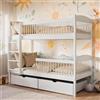 Kids Collective Letto a soppalco per bambini, letto a castello, letto per bambini | legno di pino massiccio, 2 cassetti, sicuro e funzionale | misure: 80x180, 90x190, 90x200 cm | 80x180 cm da 3 a 12 anni | bianco